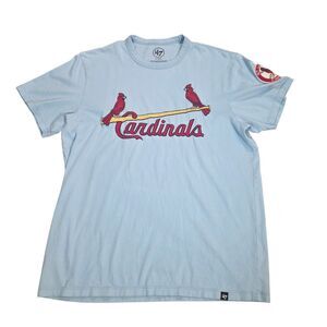 St. Louis Cardinals ‘47 Brand T-Shirt Men’s Medium Light Blue MLB Birds on Bat